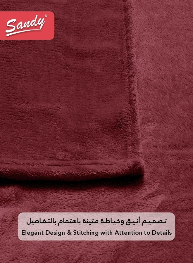 Sandy Lightweight Bedding Blanket, Size 220 x 170 cm, High Quality and Super Soft All Season Fleece Blanket, Optimal for Bed, Sofa, Couch and Home Decorations, Burgundy - Image 5